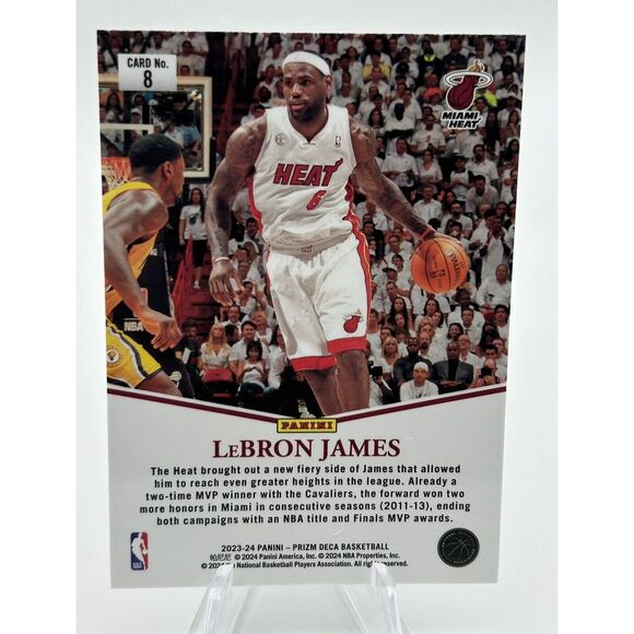 LeBron James 2023-24 Panini‎ Prizm Deca #8 Most Valuable Player MVP Insert Heat - Picture 2 of 2